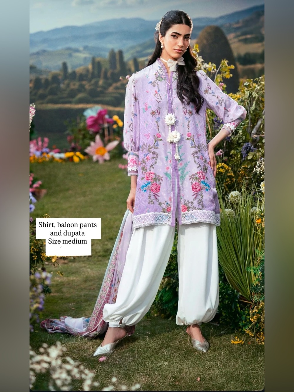 Pakistani Zainab Salman Salwar Kameez with White Balloon Pants